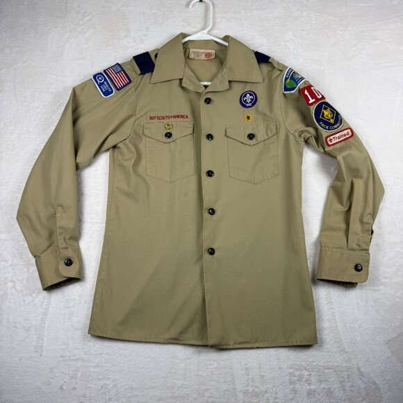 Other - Boy Scouts Button Shirt Tan Uniform Long Sleeve Scoutcore Y2K Youth‎ Large 14-16